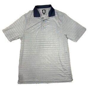 FootJoy Men’s Navy/White Geo Short Sleeve Comfort Polo Shirt Size Large EUC